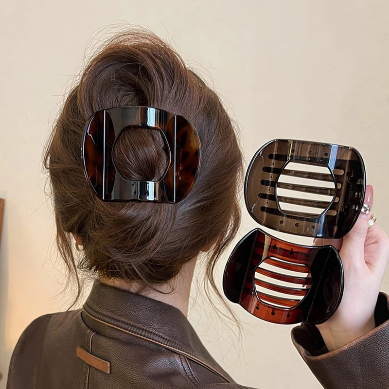 

Oval Plastic Dark Hairpin Updo For Women's Back Of The Head Everyday Fashion Duckbill Clip Hair Accessory
