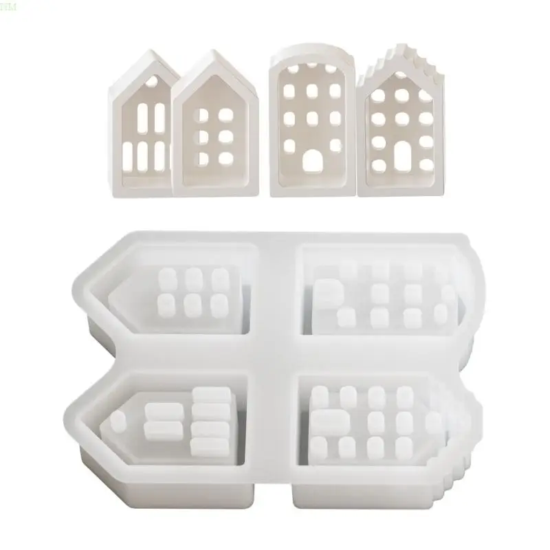 Decorative House Silicone Molds Resin Crafting Tool Silicone Ornament Moulds Night Light Stand Moulds for Crafting NM