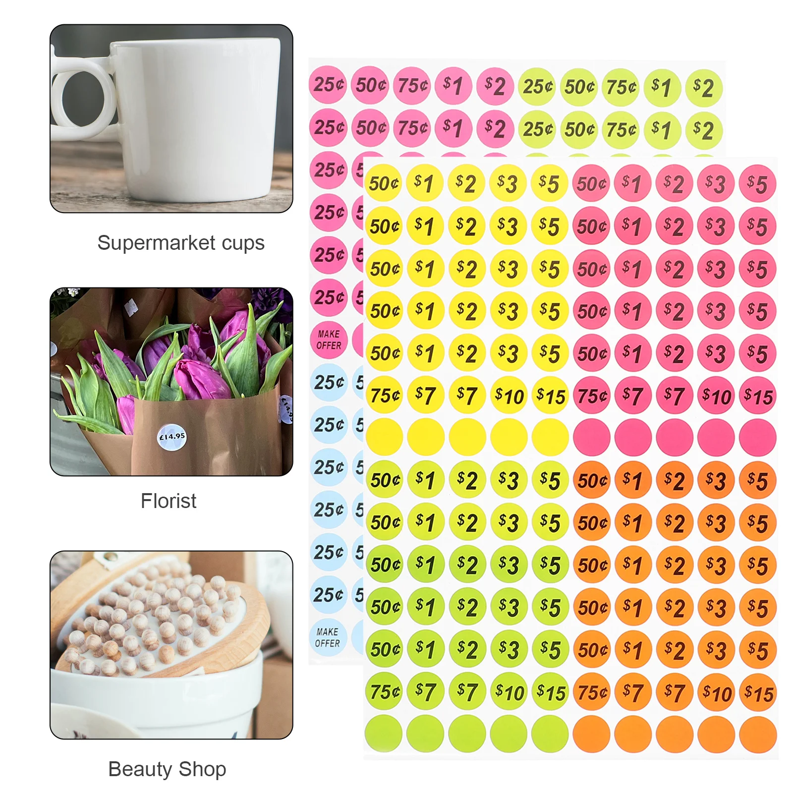 

20 Sheets Price Stickers Pre Priced Labels for Garage Yard Sale Supplies Price Tags for Retail Garage Sale Supplies