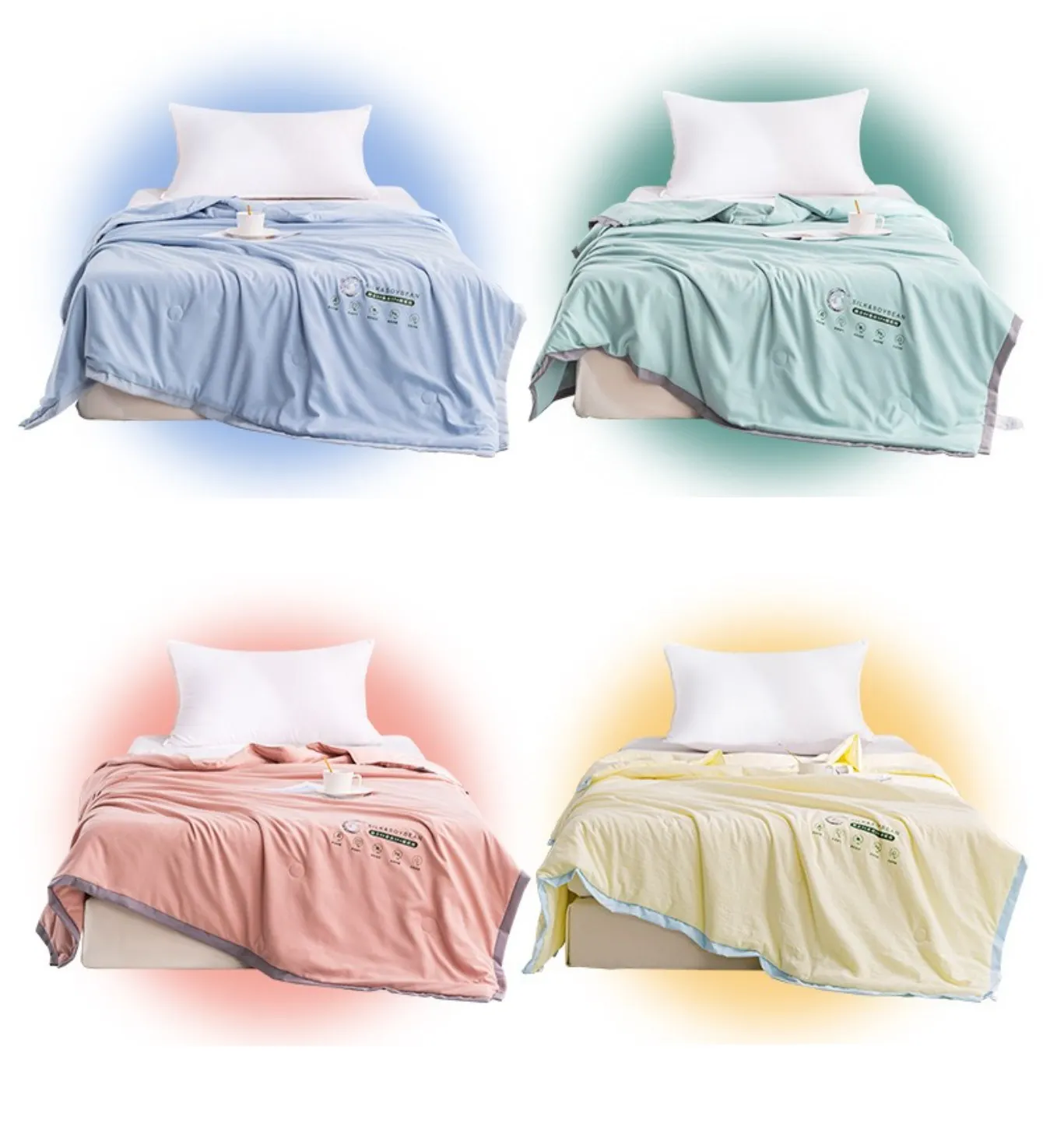

Summer Cooling Quilt, Fiber & Silk Blend, Lightweight & Breathable, Thin AC Comforter for Home/Bedroom, Soft Duvet/Blanket