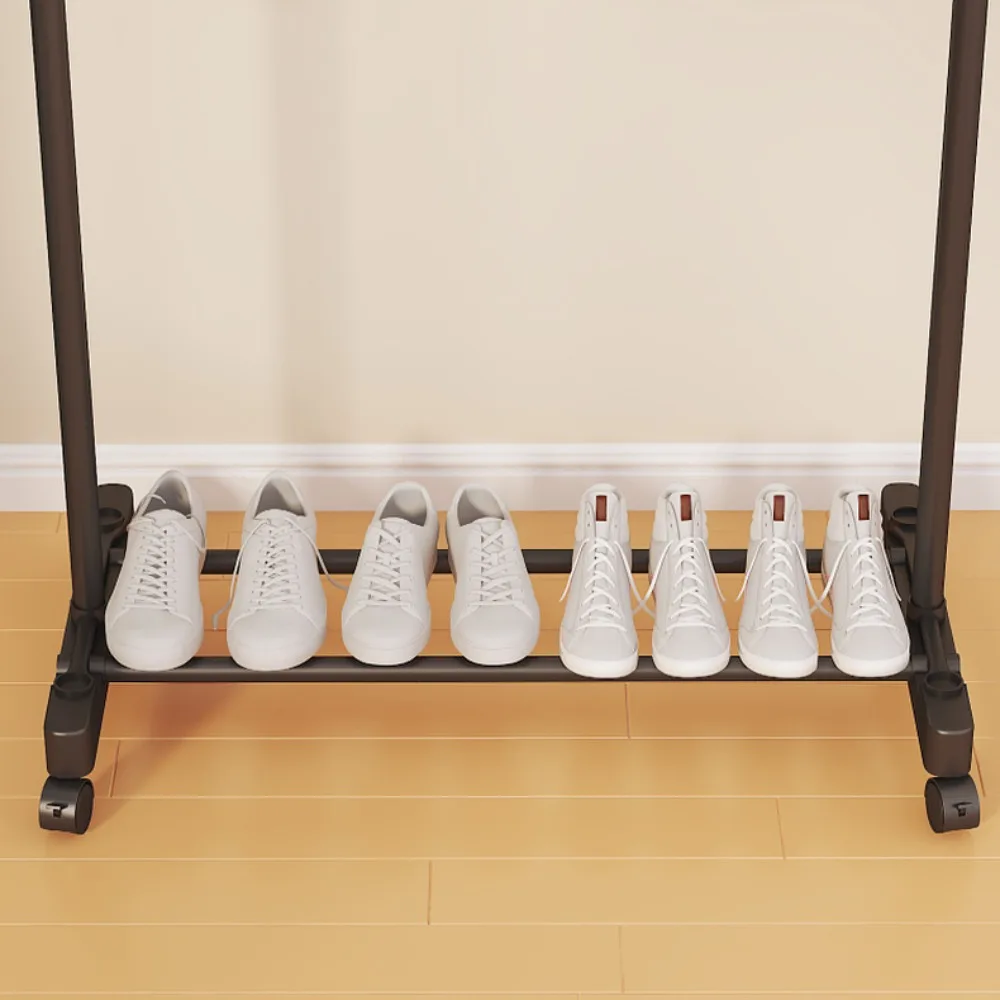 Double-pole Coat Rack Floor Standing Clothes Hangers Iron Modern Bedroom Floor Standing Hanger Minimalism Storage Coats Racks