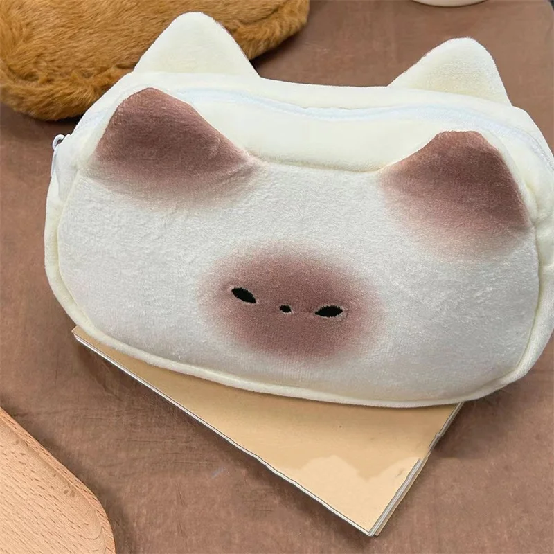

8 pcs/lot Cartoon Cat Plush Pencil Case Kawaii Pencil Box Cosmetic Pen Bag Stationery School Supplies