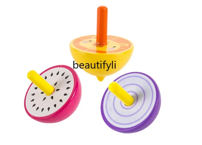 

Small gyro toys, wooden fun parent-child interaction, manual rotation of children's wooden multi-play