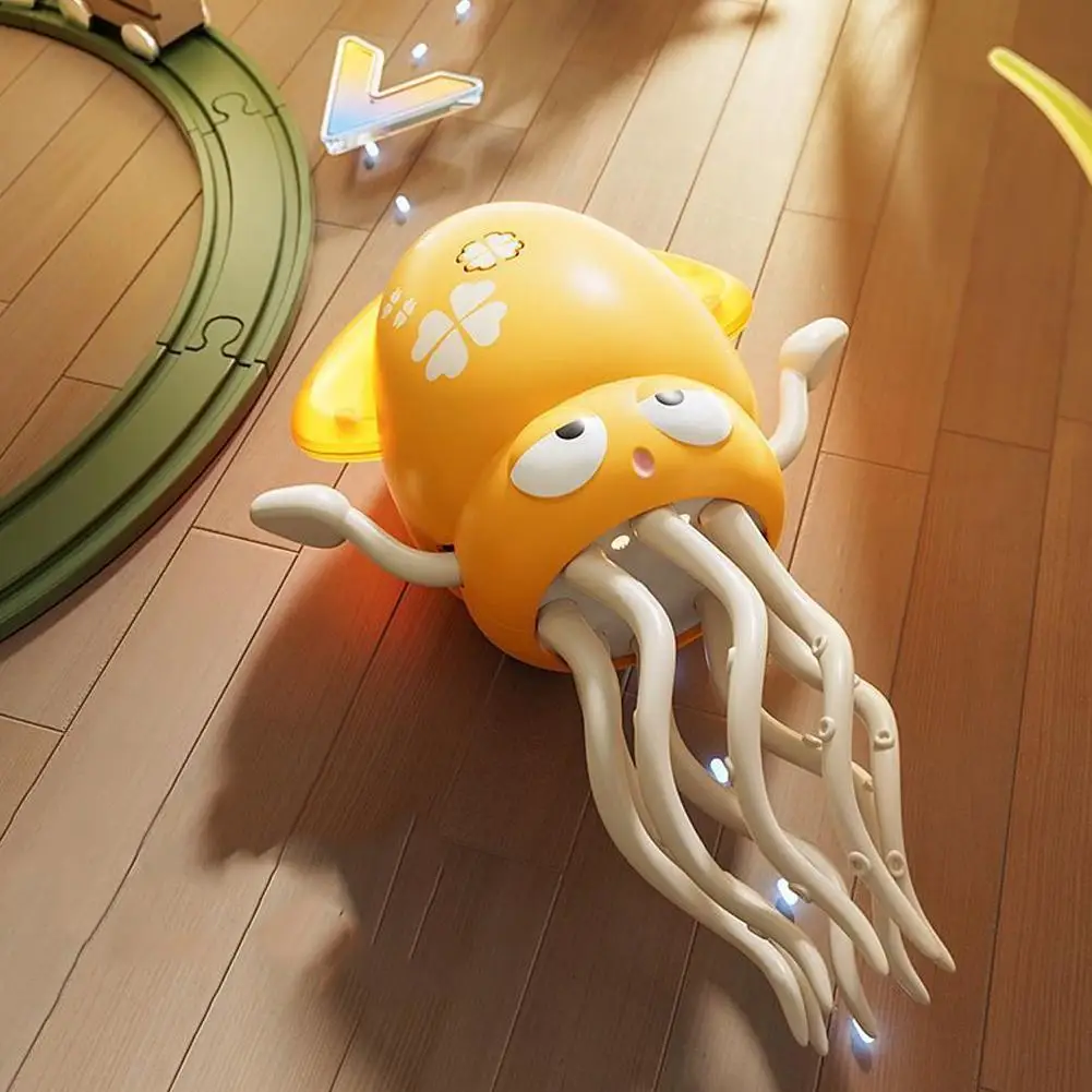 Ornement de poulpe dansant, dessin animé électronique pour animaux de compagnie, développement interactif, évitement d'obstacles actifs en mouvement, jouet pour tout-petits à huit bras