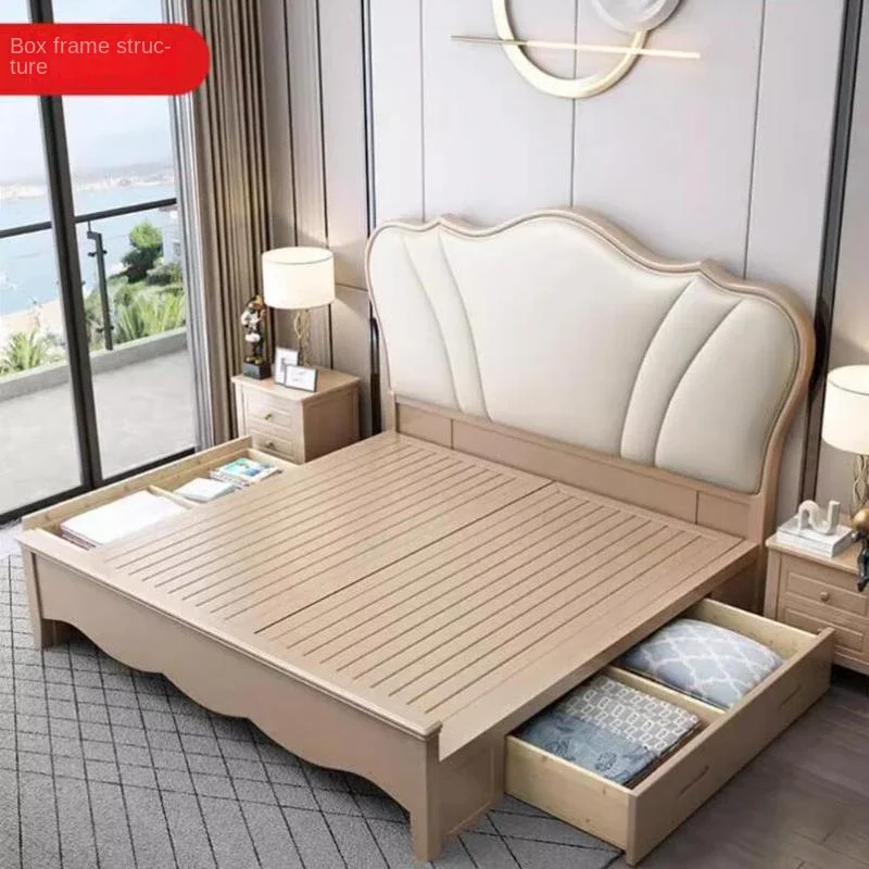 //Sleeping Beige Double Bed Princess Designer Large Modern Headboard Double Bed Bases Full Designer Cama Solteiro Unique Furnitu