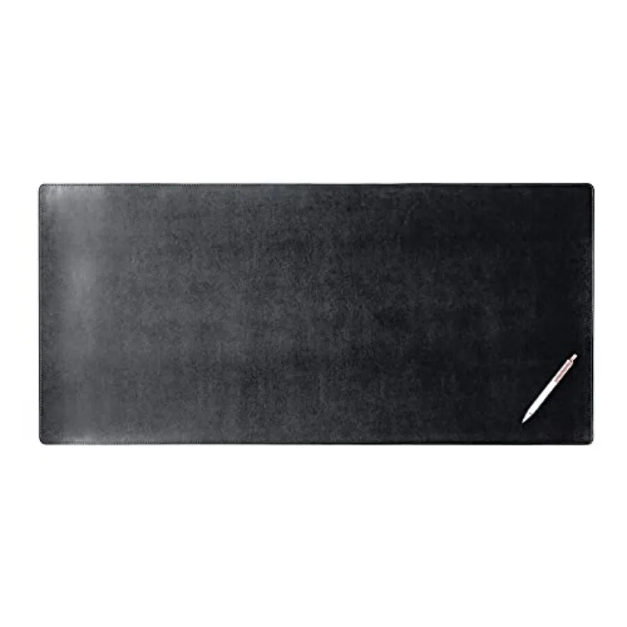 Bonded Leather No Core Rollable Desk Mat/Pad - Luxury Leather Desk Blotter for Writing - Executive Desk Surface Protector - Bla