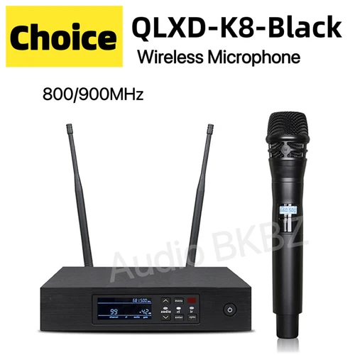 QLXD-KSM8-Black 800MHz/900MHz Metal alta calidad UHF micrófono inalámbrico profesional puesta en escena fiesta en casa canto