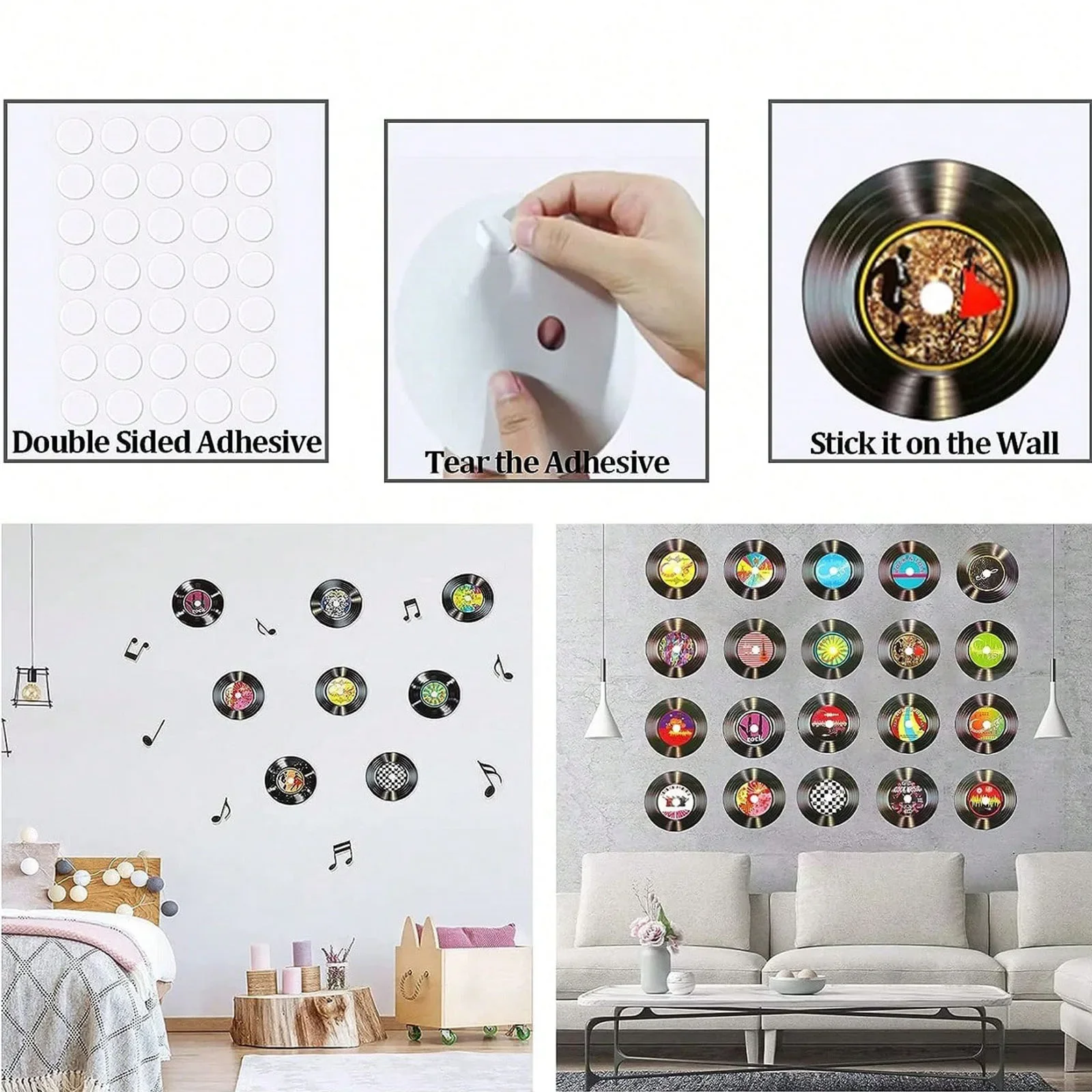 20PCS CD Album Cover Posters Bedroom Decor,Music Party,Blank Vinyl Records Wall Sticker Decoration Decor (Material Cardboard)