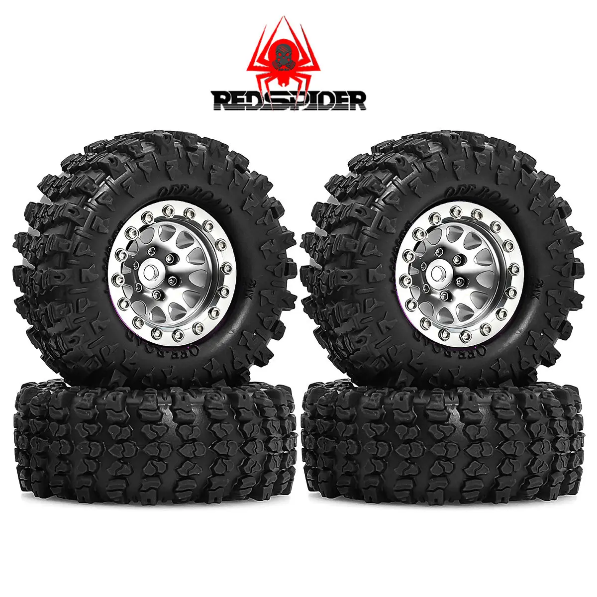 4 Neumáticos de Goma de 64 mm con Llanta Metálica para Coche RC 1/12 MN82 LC79, Accesorios de Mejora Metálicos
