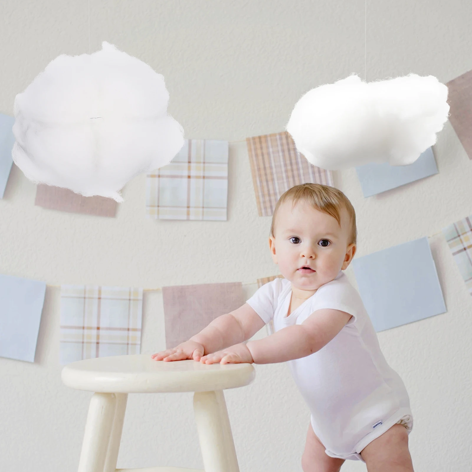 

4pcs Cloud Hanging Ornament Diy Pendant For Nursery Room Decoration Wall Door Light Fixture Home Party Wedding Decor