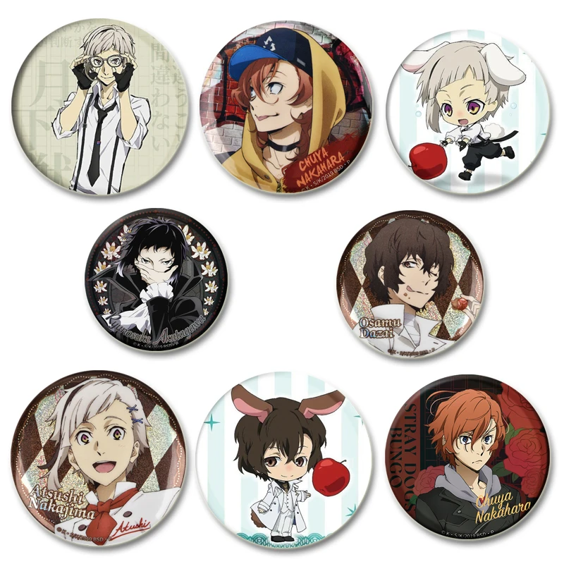 Anime Bungou Stray Dogs Brooch Cartoon Metal Badge for Backpack Clothes Jewelry Accessories Dazai Osamu Nakajima Atsushi Pin