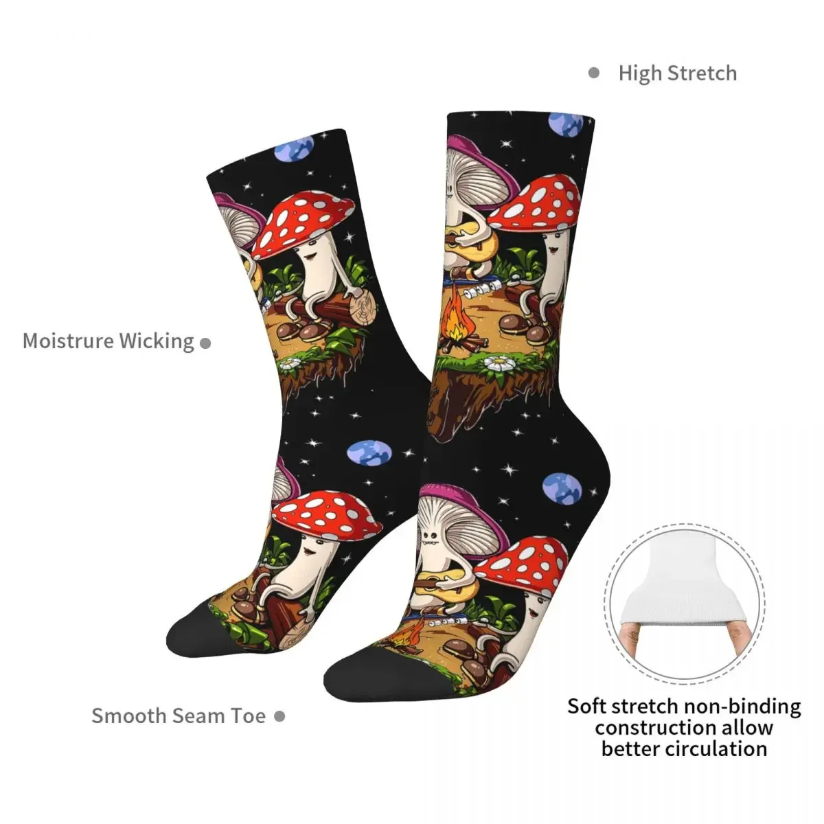 Hippie Magic Mushroom Socks Harajuku High Quality Stockings All Season Long Socks Accessories for Man's Woman's Gifts