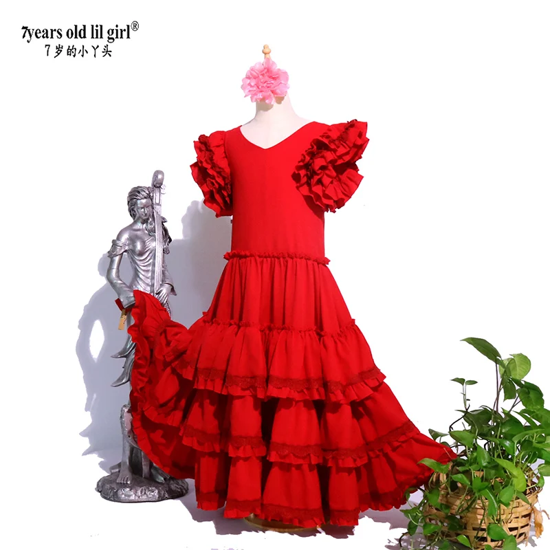 Abito da ballo spagnolo Flamenco Set per bambini gonna + sciarpa Pratica gonna da donna GB01