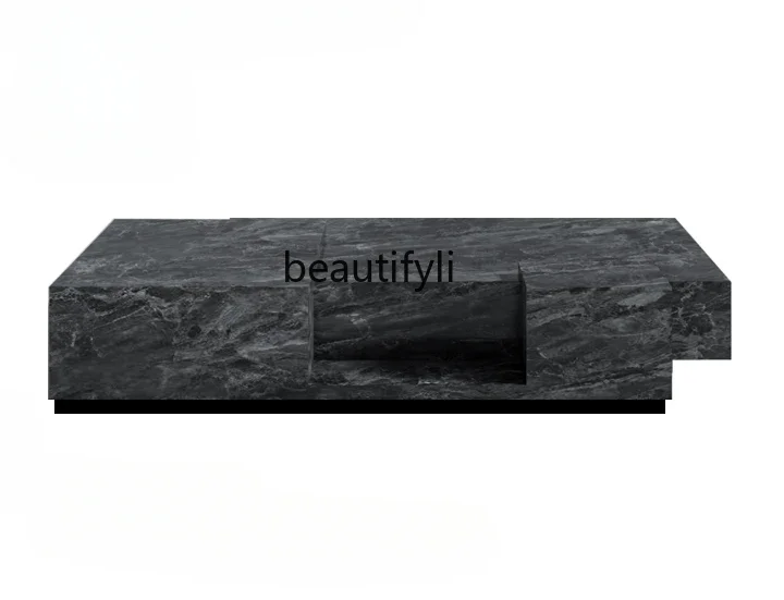 

VItalian Minimalist Villa Stone Plate Coffee Table Light Luxury Modern Living Room Designer Model
