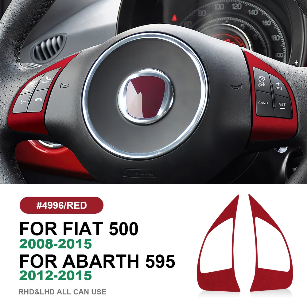 

Italian Top Suede Sticker For Fiat 500 2008-15 For Abarth 595 2012-15 steering wheel button frame turn fur interior Accessories