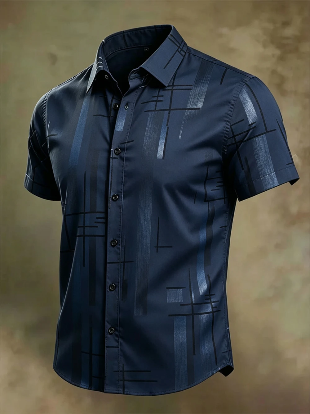 2026 Summer New Short-Sleeve Shirt, Colorful Checkered Print Shirt, Simple Commuter Social Leisure Business Men's Wear