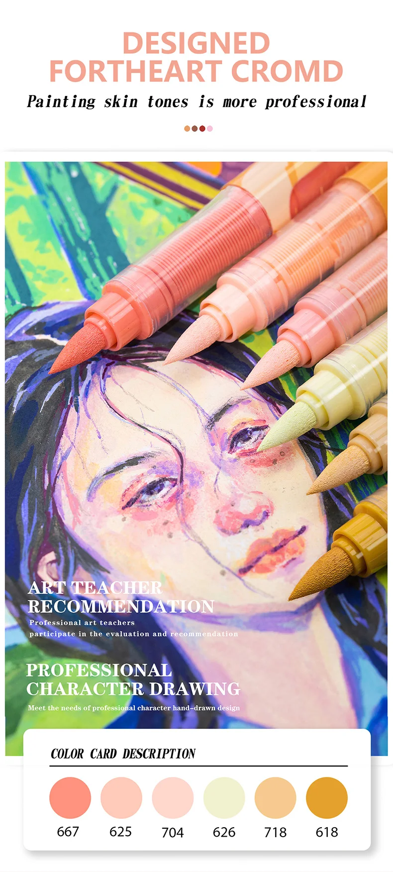 GuangNa 12-72 Farben Soft Brush Acryl-Markierungsstift-Set, Hautton, Macaron-Farbe, DIY handgezeichnet, Paint Art Markers Stifte, GN.8201F/M – Detail 34