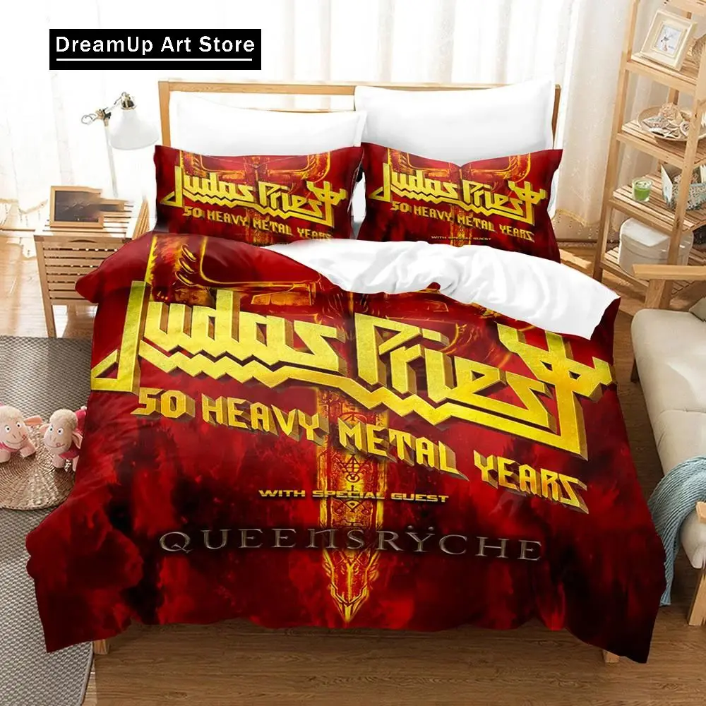 3D Print Judas Priest Bedding Set Boys Girls Twin Queen Size Duvet Cover Pillowcase Bed Kids Adult Fashion Home Textileextile