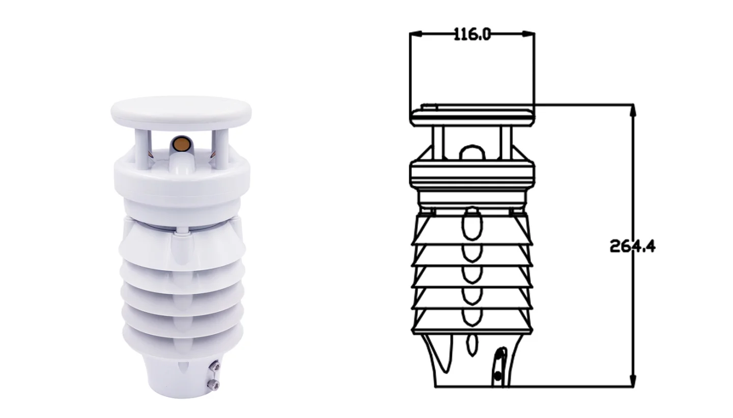 Микрометеорологический инструмент PM2.5 PM10 CO NO2 SO2 O3 H2S TVOC, скорость температуры и влажности ветра, маленький Многоэлементный