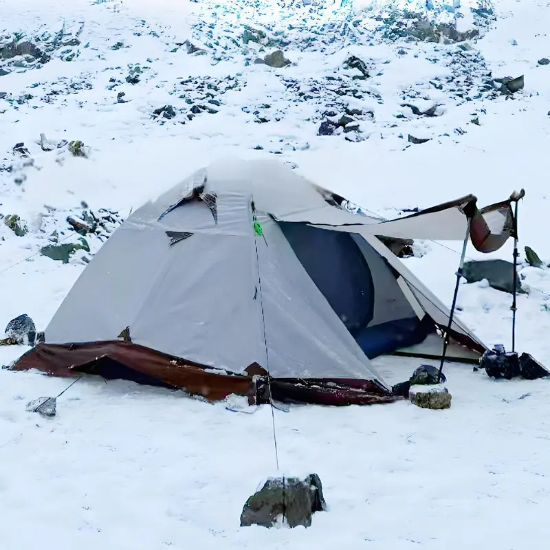 

Двухслойная палатка, профессиональная водонепроницаемая палатка для пикника на 2-3 человека, портативная 210T алюминиевая палатка для кемпинга, пешего туризма, четырехсезонная палатка