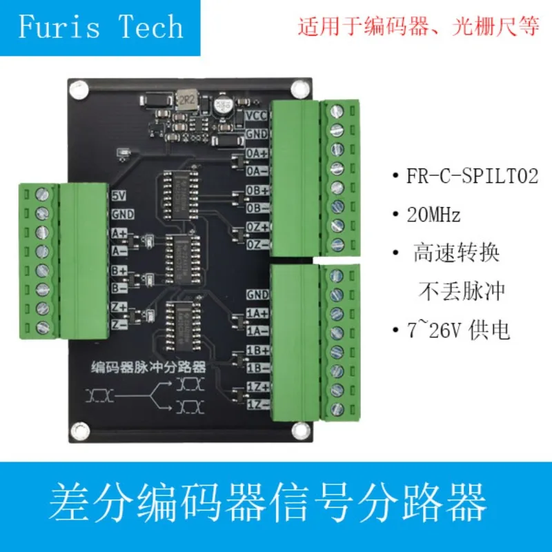 Encoder pulse signal splitter, grating ruler 5vTTL or RS422 splitter 1 point 2