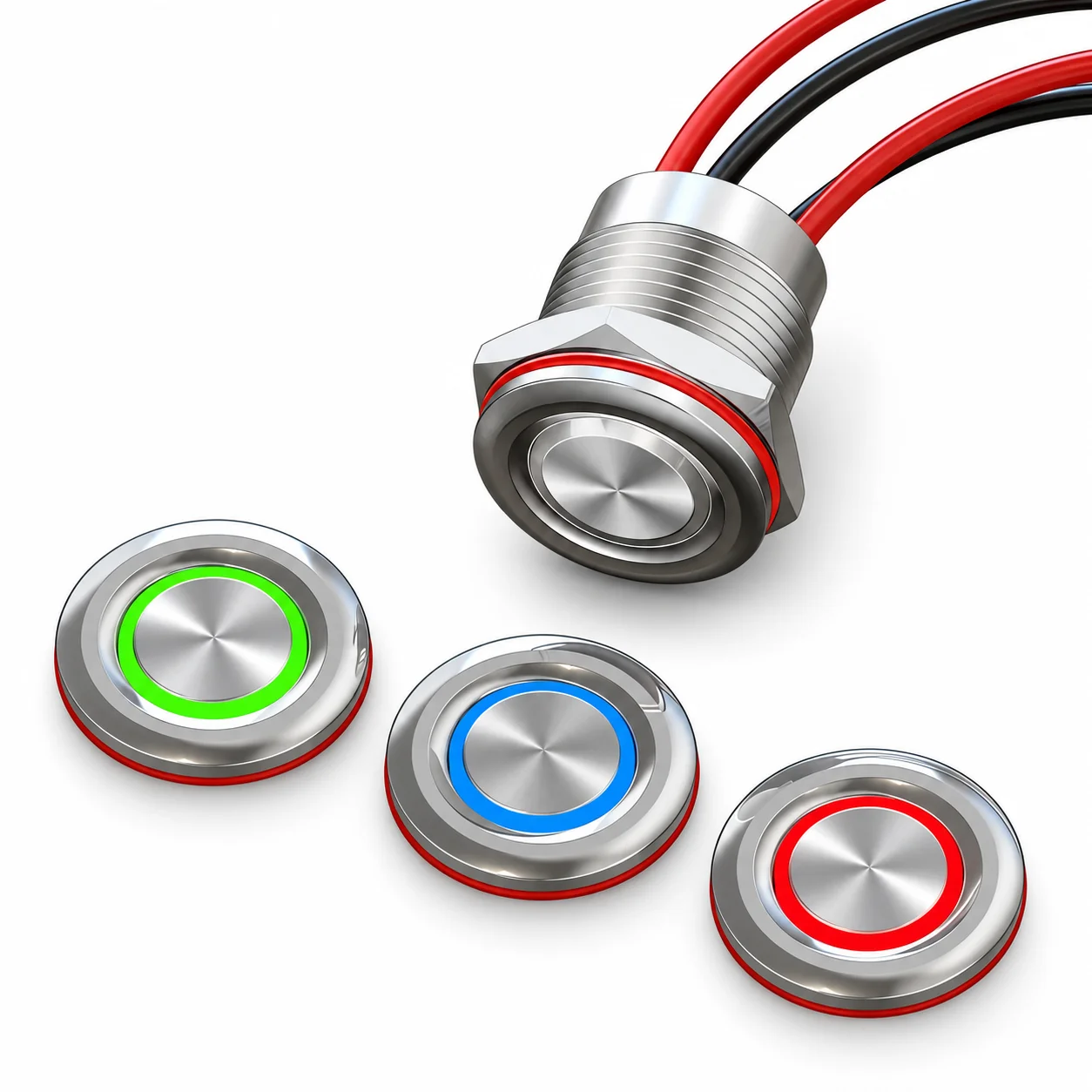 LANBOO Pre Wired 12MM IP68 Waterproof Tact Metal Push Button Switch 1NO 5-24V 220V Microcurrent