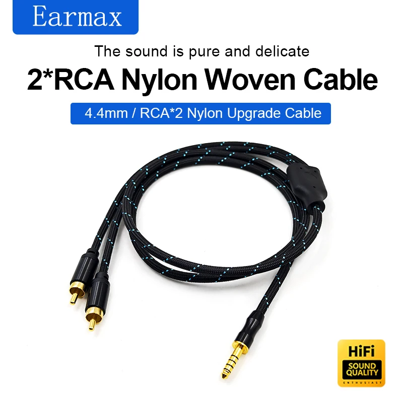 Zbalansowany kabel 4,4 mm do 2RCA dla zbalansowanego odtwarzacza Konsola miksująca audio Wzmacniacz Kabel HIFI Pojedynczy kryształ Miedź w nylonowym oplocie — zdjęcie produktu 3
