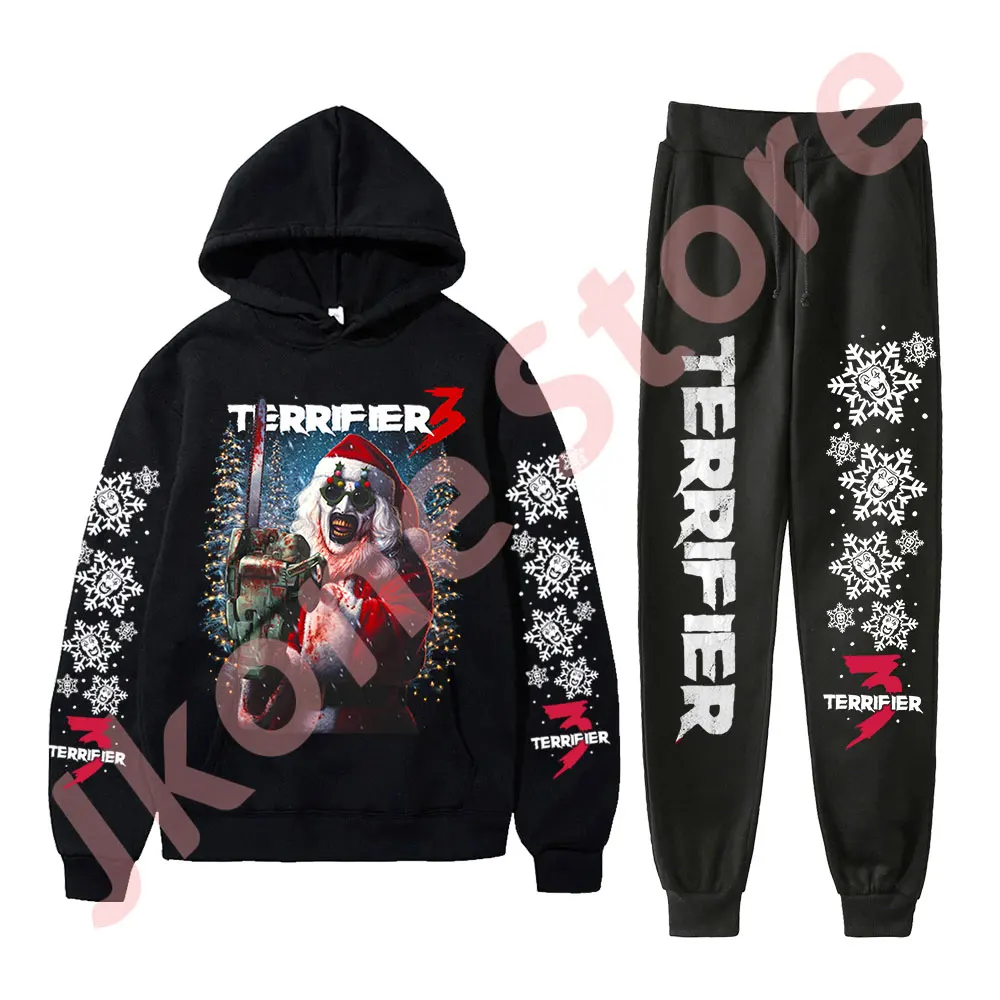 

Terrifier Merry Mayhem Merch Hoodies Jogger Pants Set Cosplay Women Men Fashion Streetwear Sweatshirts