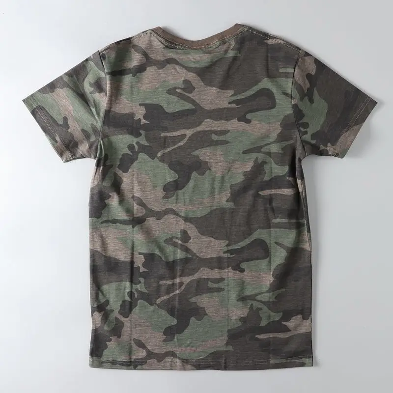 Men's Summer Round Neck All-Cotton Casual Camouflage Short-Sleeve T-Shirt