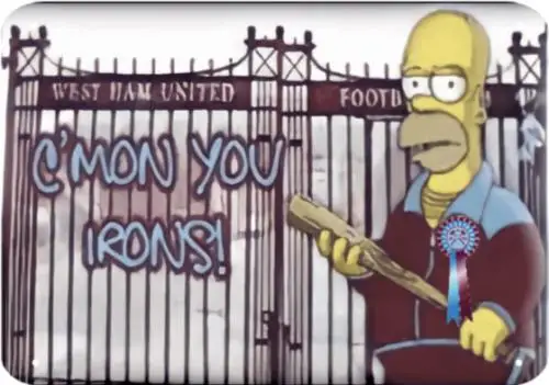 1e, PLAQUE DE SIGNAL DE METAL DE FOOTBALL WEST HAM HOMER