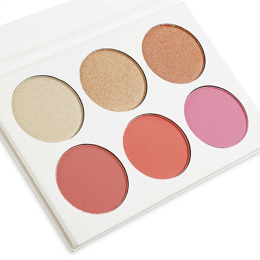 Palette de fards à joues à reflets 6 couleurs, marque privée, Contour végétalien, éclaircissant longue durée, maquillage personnalisé tridimensionnel, vente en gros
