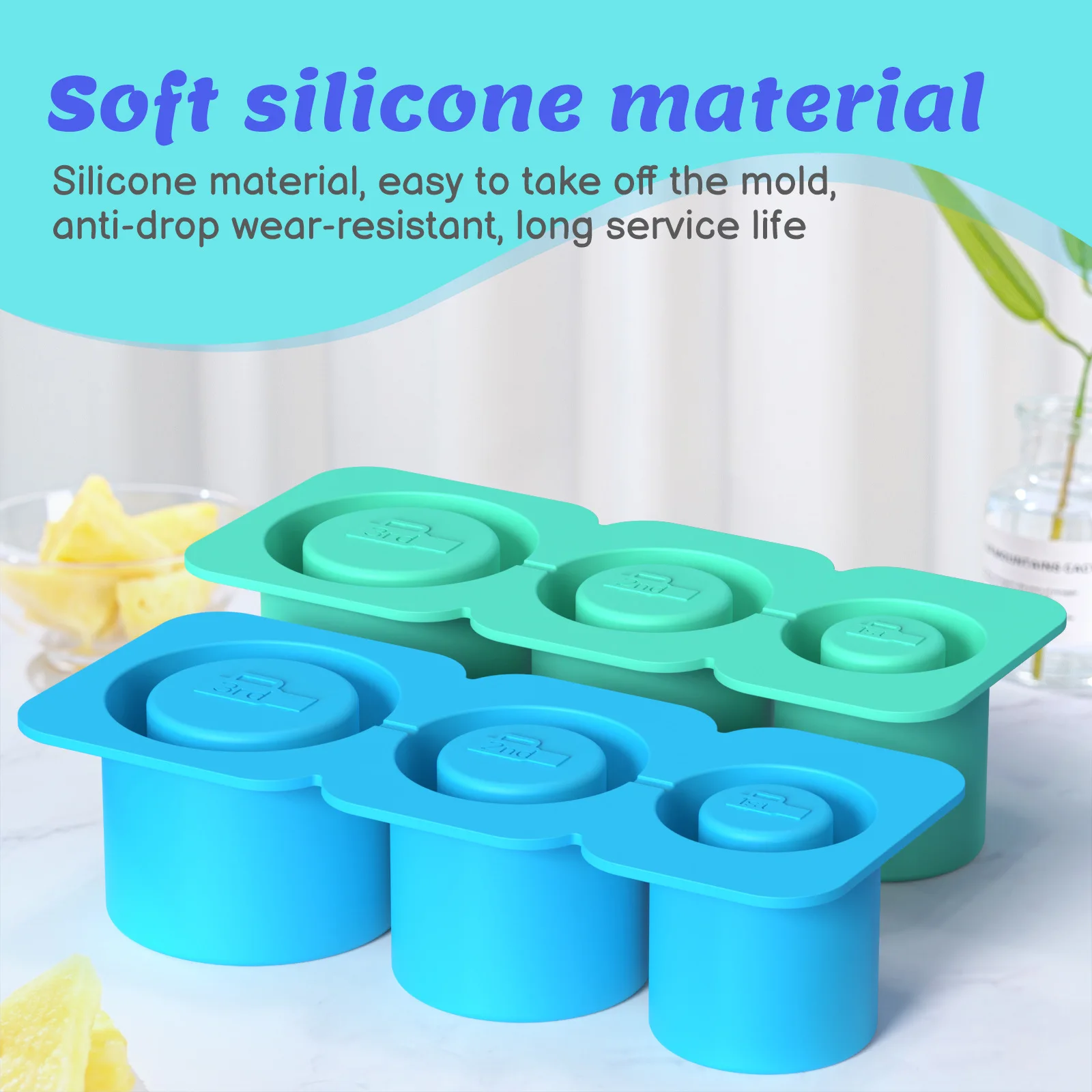 Ice Trays for Stanley tumblers Silicone Ice Cube Mold for Water Cup Non Stick Summer Ice Molds Easy Demoulding Soft Ice Cube