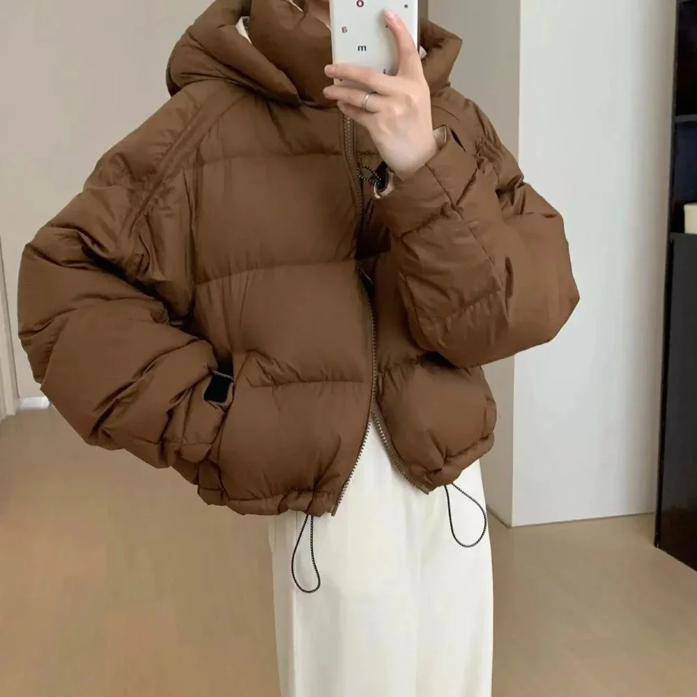 Hooded Warm Short White Duck Down Coat Women Winter Autumn Fashion Parker Down Jacket Female Thick Clothes Loose Puffer Jacket