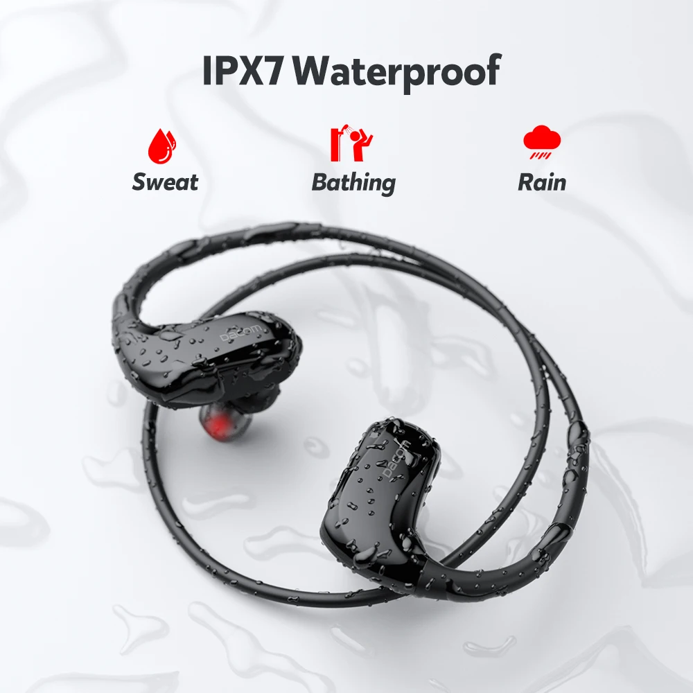 Dacom Athlete 5.0 Беспроводные Bluetooth-наушники Спортивный сабвуфер Стереонаушники IPX7 Водонепроницаемые подвесные наушники для бега 20H   ﻿