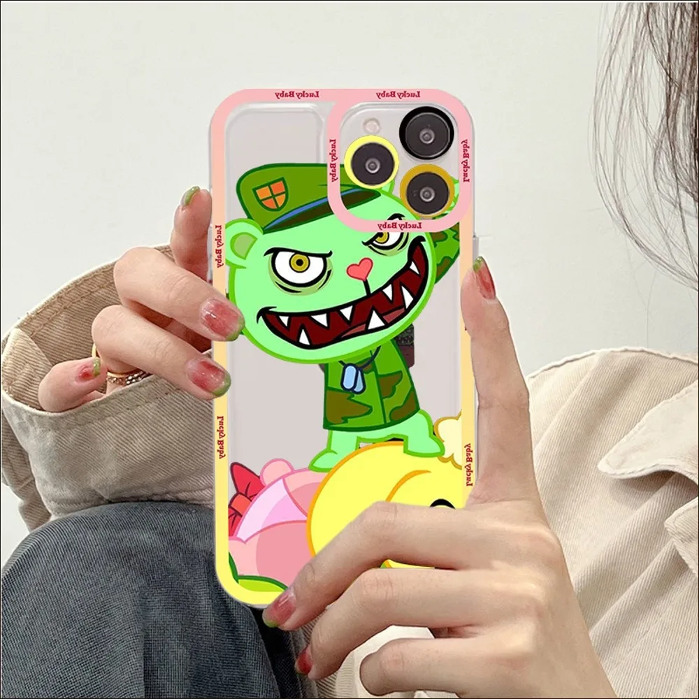 Cute Cartoon Happy tree friends Phone Case For iPhone 13 14 Pro Max XS XR 12 11 Pro 13 Mini 6 7 8 Plus Soft Clear Back Cover