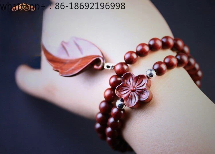 Indian Lobular Red Sandalwood Bracelet 8mm Bodhi Leaf Bracelet Leaf Bracelet