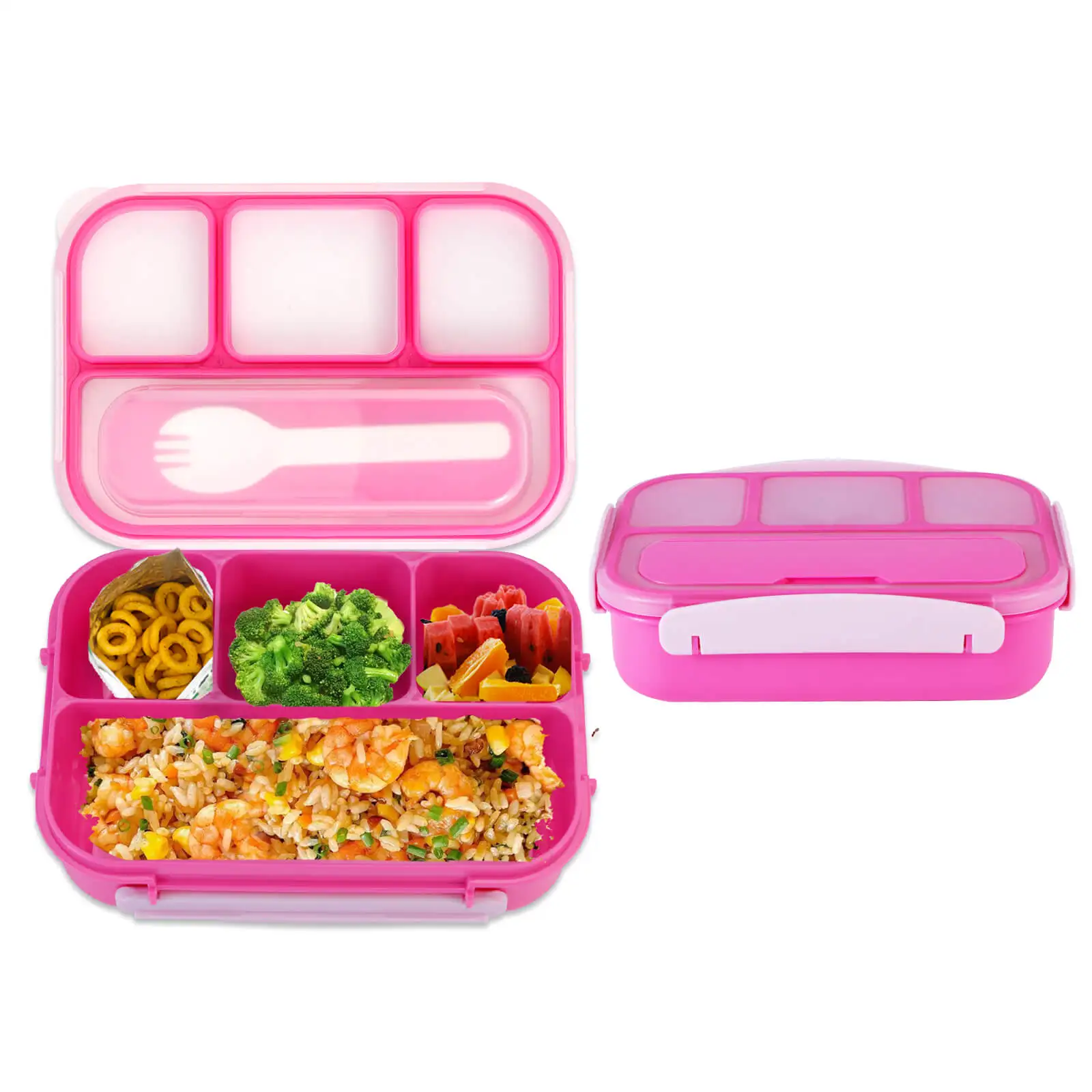 1.3L  Bento Lunch Box with 4 Compartments, Leak-Proof, Microwave Safe