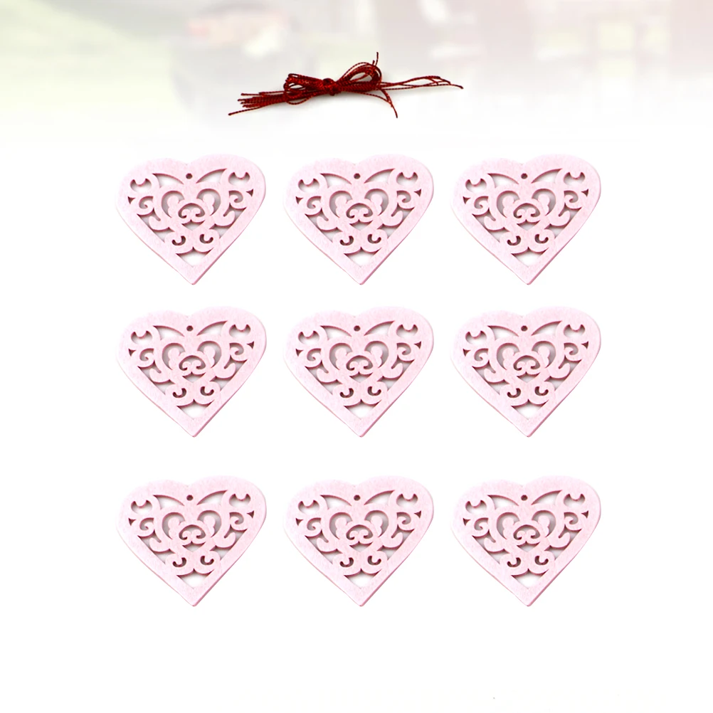 

20Pcs Love Shape Wooden Pendants DIY Decorations Handmade Ornaments Wedding Christmas Party Adornments Pink Wedding Decoration