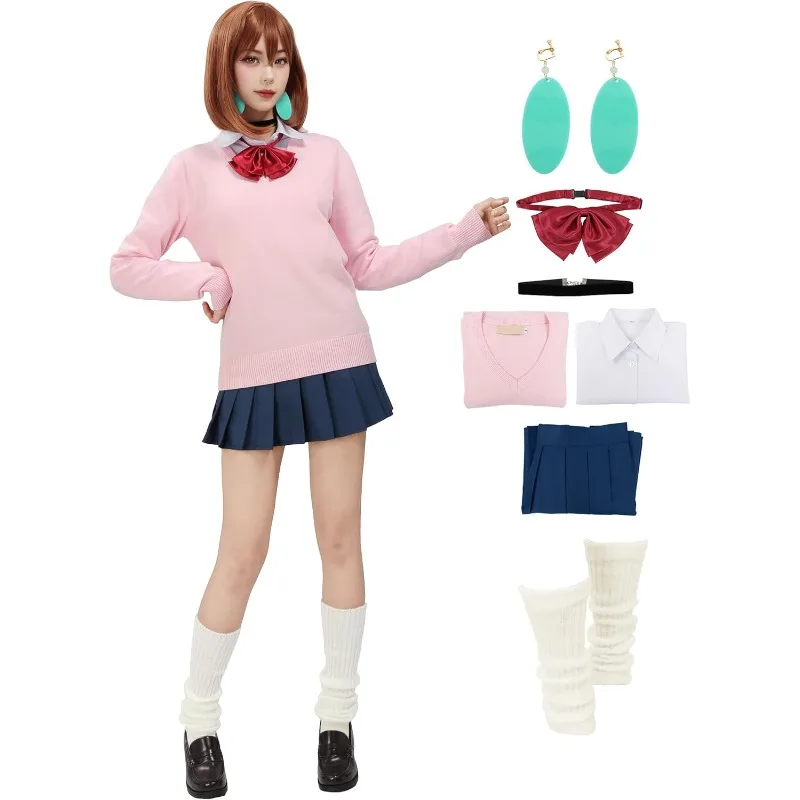 

Ayase Momo Cosplay Costume Full Set Uniform Outfits Shirts Pullover Skirts Earring for Adult Women Halloween Carnival Party