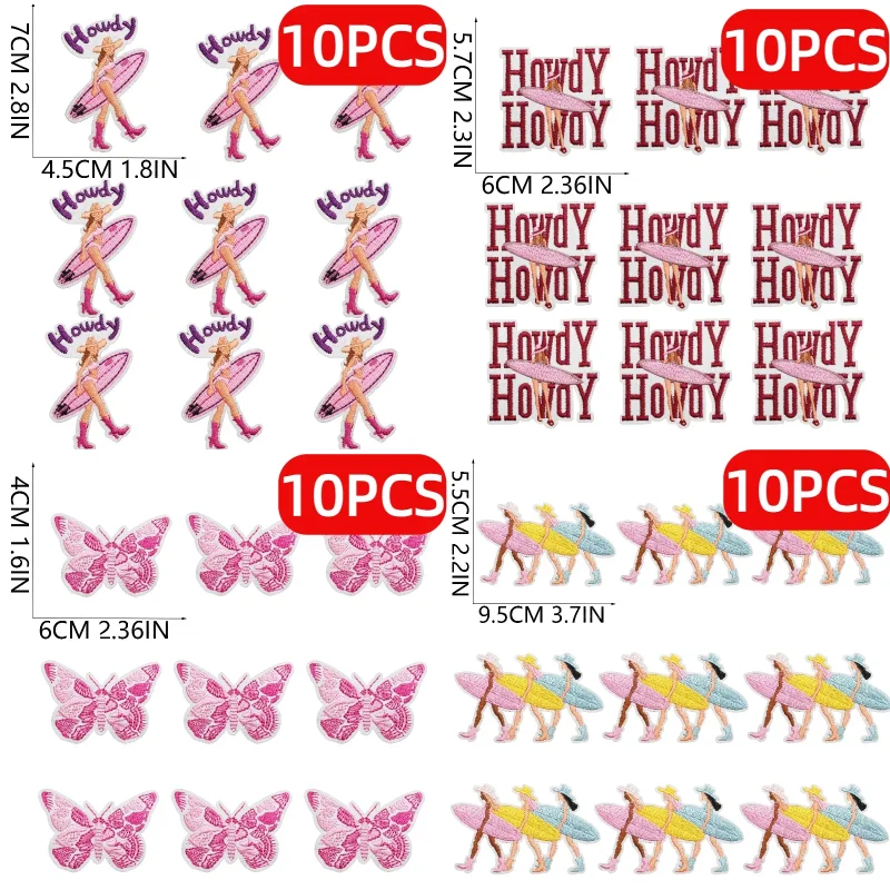

Оптовые летние пляжные нашивки (10/12 шт.): розовые, с вышивкой в стиле Surf Squad, черепахами и бантами, для одежды, DIY