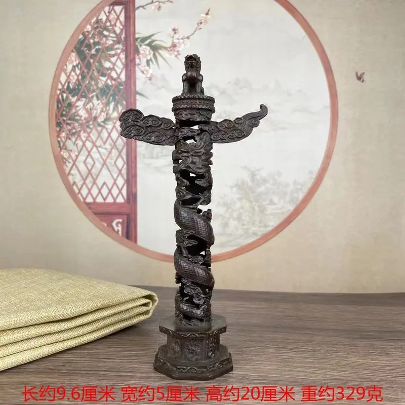 Vintage ornamental , antique pillar ornaments, Chinese dragon pillars, home and office metal dec