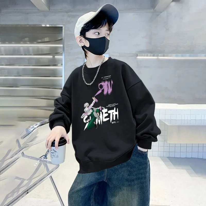 

Boys' 2025 New Arrival Autumn Winter Trendy Korean Style Fleece-Lined Hoodie for Toddler To Big Kid