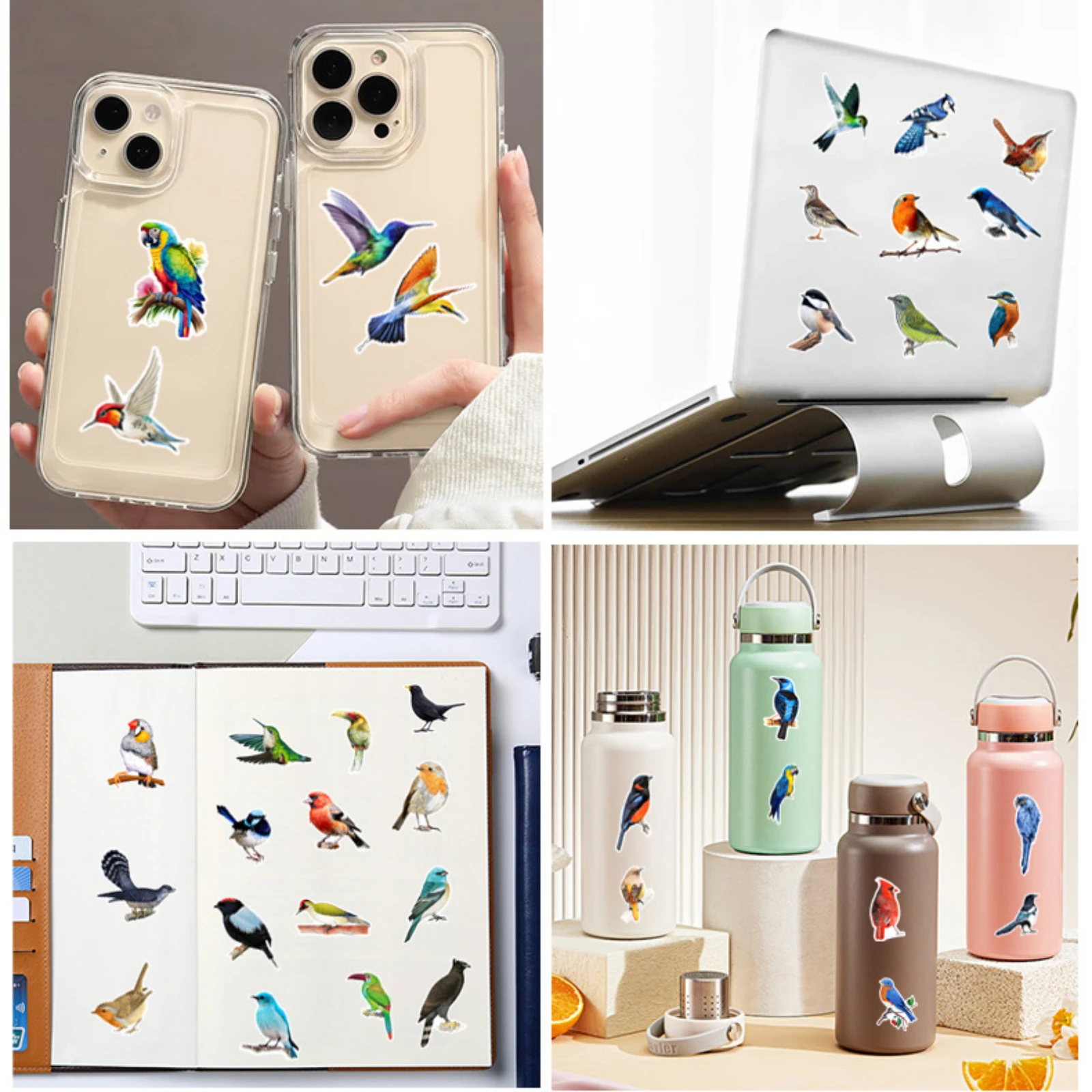 10/25/50pcs Mixed Colorful Birds Stickers for DIY Waterproof Suitcase Notebook Laptop Phone Stationery Water Bottle