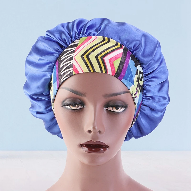 Comfortable Bonnet Women Big Size Beauty Print Satin Silk Bonnet Sleep Night Cap Head Cover Bonnet Hat Wholesale