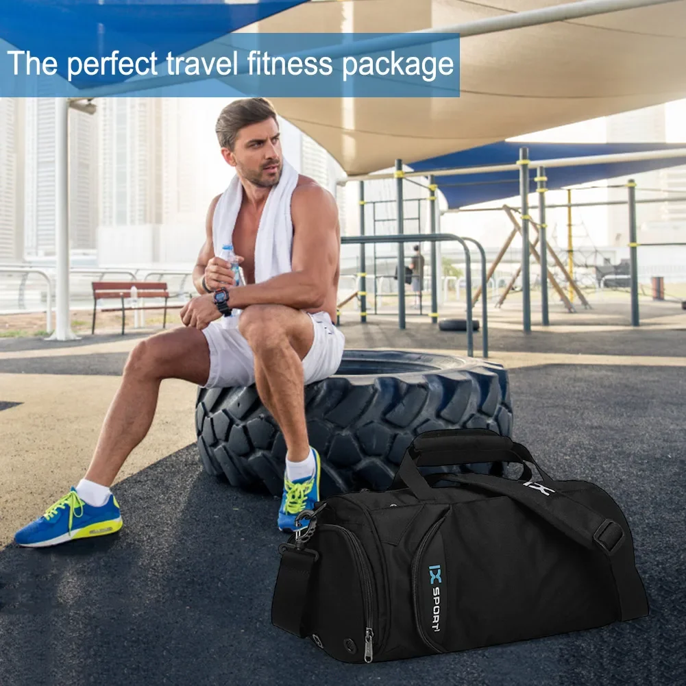 Polyester Sports Backpack Large Capacity Fitness Training Bag with Shoe Compartment Multifunctional Wear-resistant for Men Women