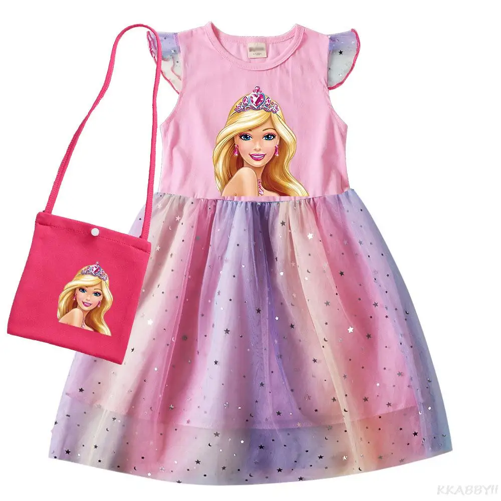 Hot Barbie Girls abbigliamento Casual principessa abito manica corta per ragazze Toddler Baby Vestidos Teenping abiti kawaii