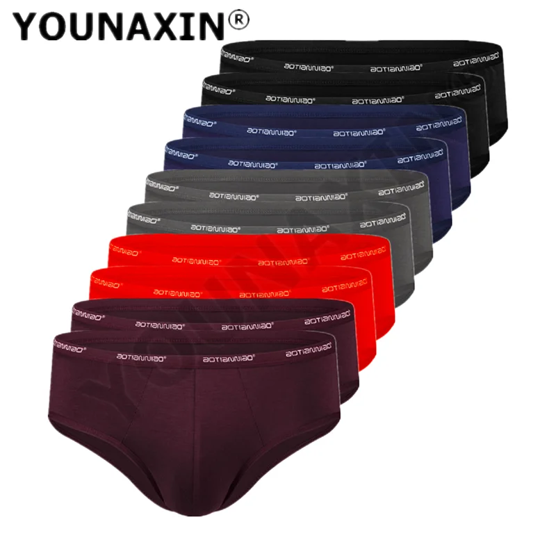 

YOUNAXIN 10 Pcs Men Big Size Briefs Underwear Shorts Underpants Soild Undies Breathable Panties Wholesale L XL 2XL 3XL 4XL 5XL
