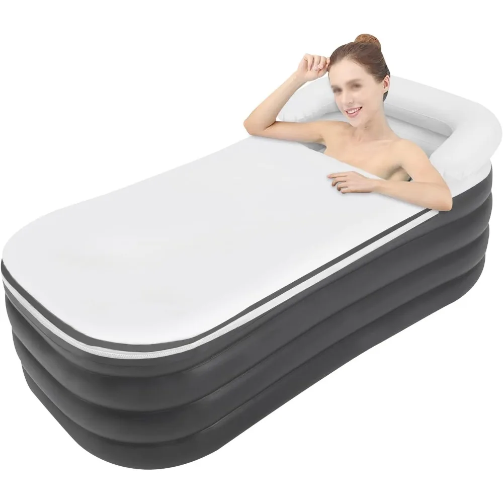 

Foldable 4-layer Inflatable Bathtub, 50in Portable Standing Adult Bathtub with Electric Air Pump, SPA Bath Tub for Hot Water Bat