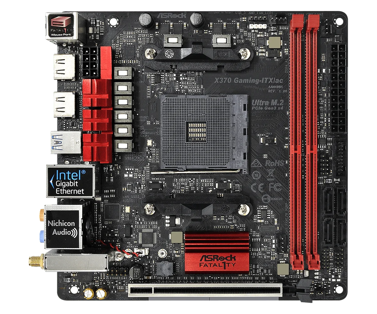 Imagem -03 - Asrock Amd X370 Placa-mãe X370 Gaming-itx ac Am4 Ddr4 32gb Suporte Ryzen 5800 1600 4500 2200g 2600 5700 5600 Cpu Mini-itx