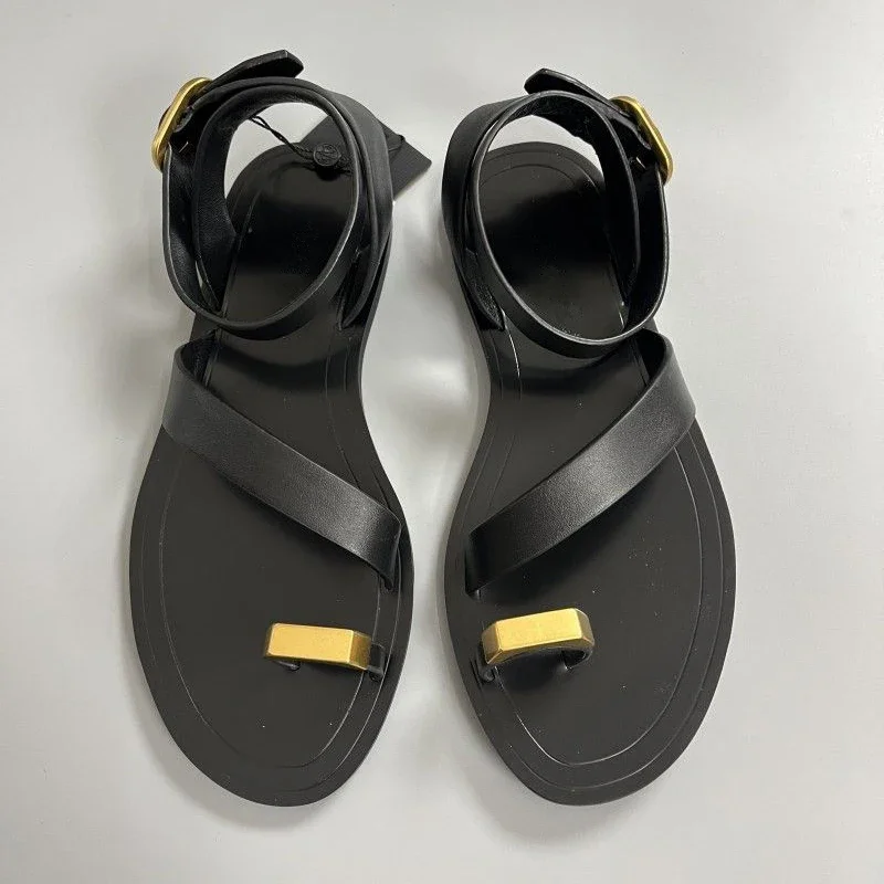 

2023 Summer New Fashion Sandals for Women Casual Flats Shoes Versatile Clip Toes Roman Sandals Female